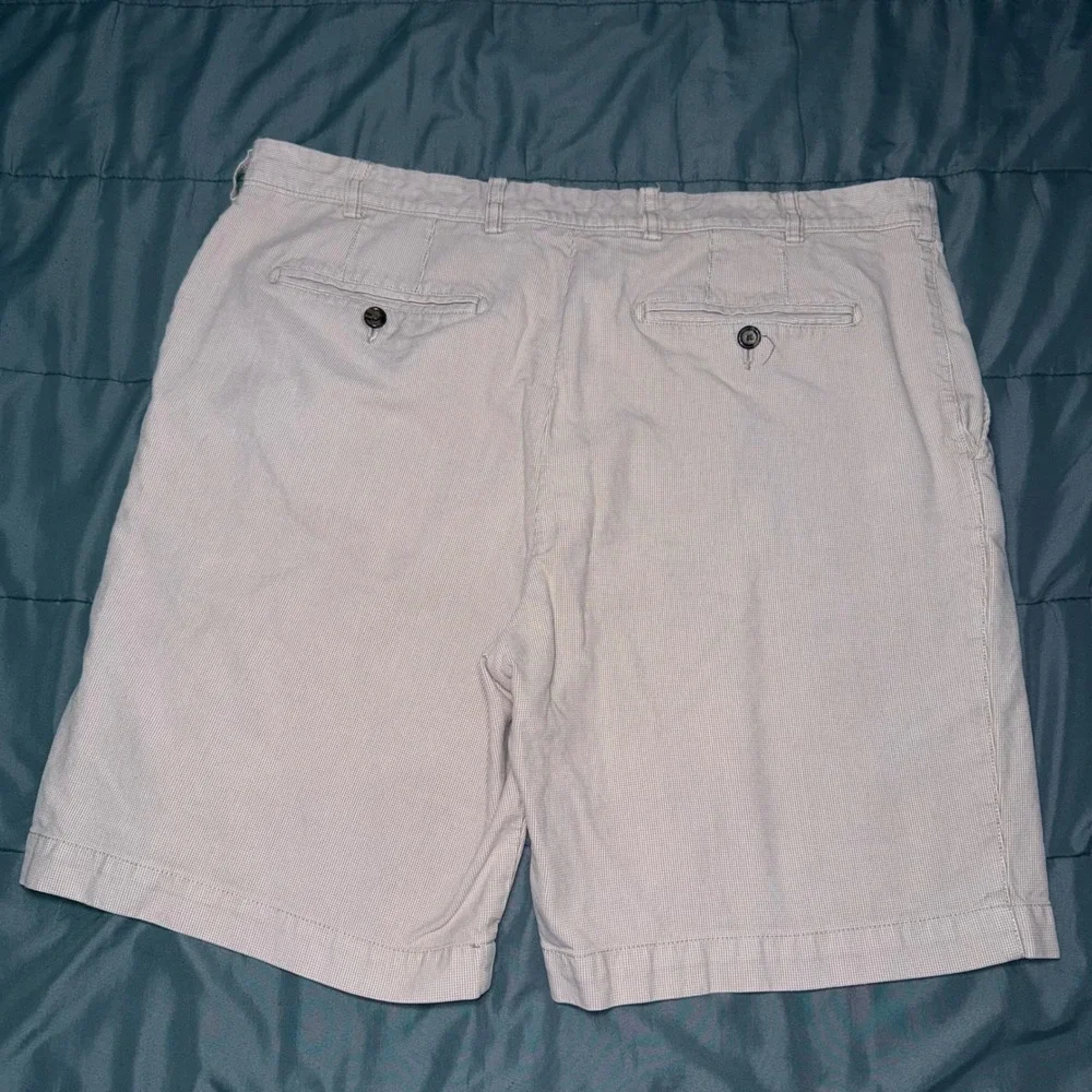 Johnston & Murphy Shorts Mens 38 Khaki Excellent Micro-Check Cotton